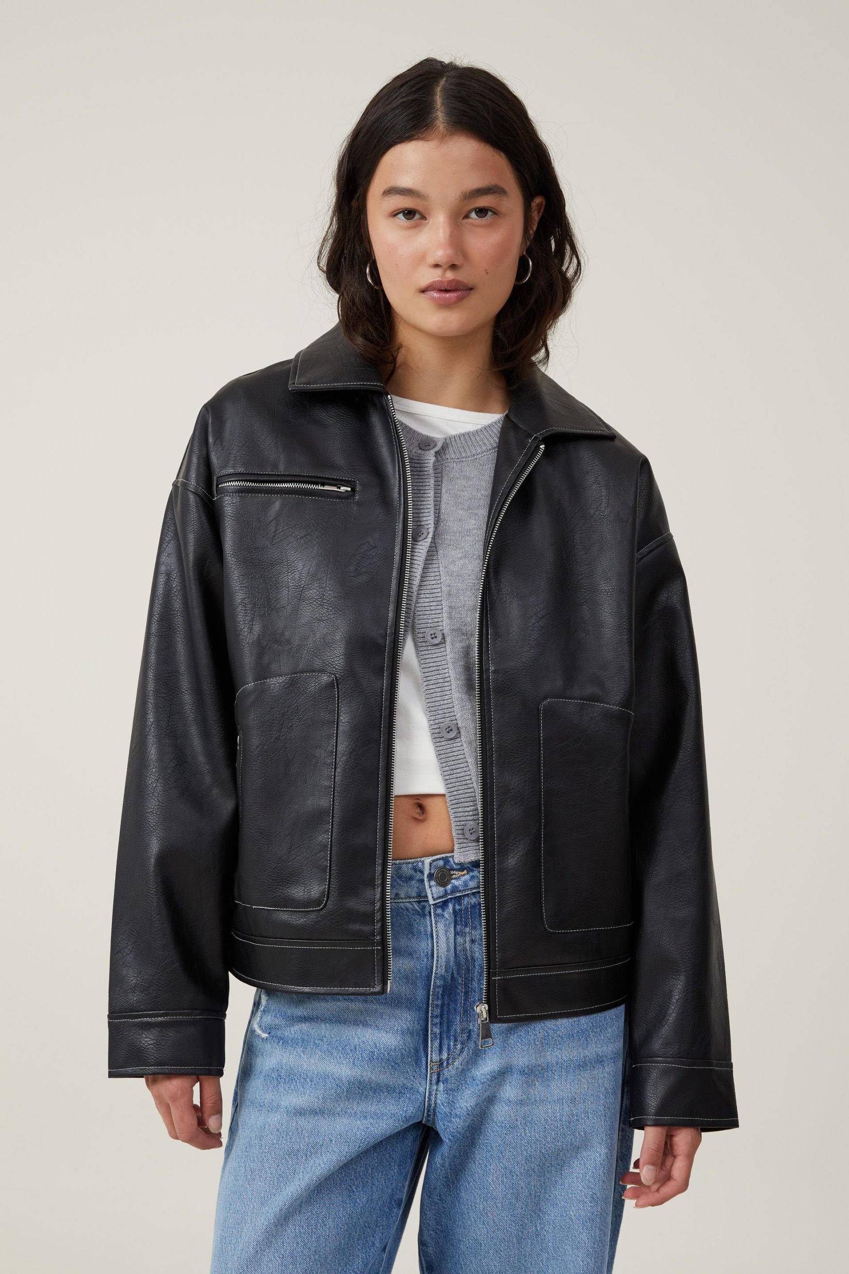 Cotton On Women - Leo Faux Leather Jacket - Black