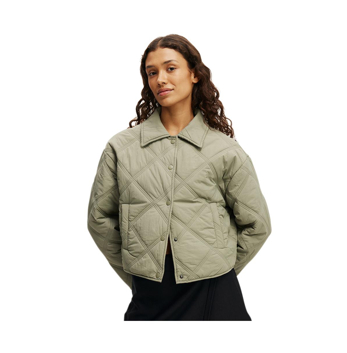 Cotton On Women's The Mother Puffer Lightweight Quilted Jacket - Dusty khaki