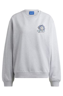 Cotton-terry sweatshirt with seasonal graphic prints- Light Grey Women's Sweatshirts size S