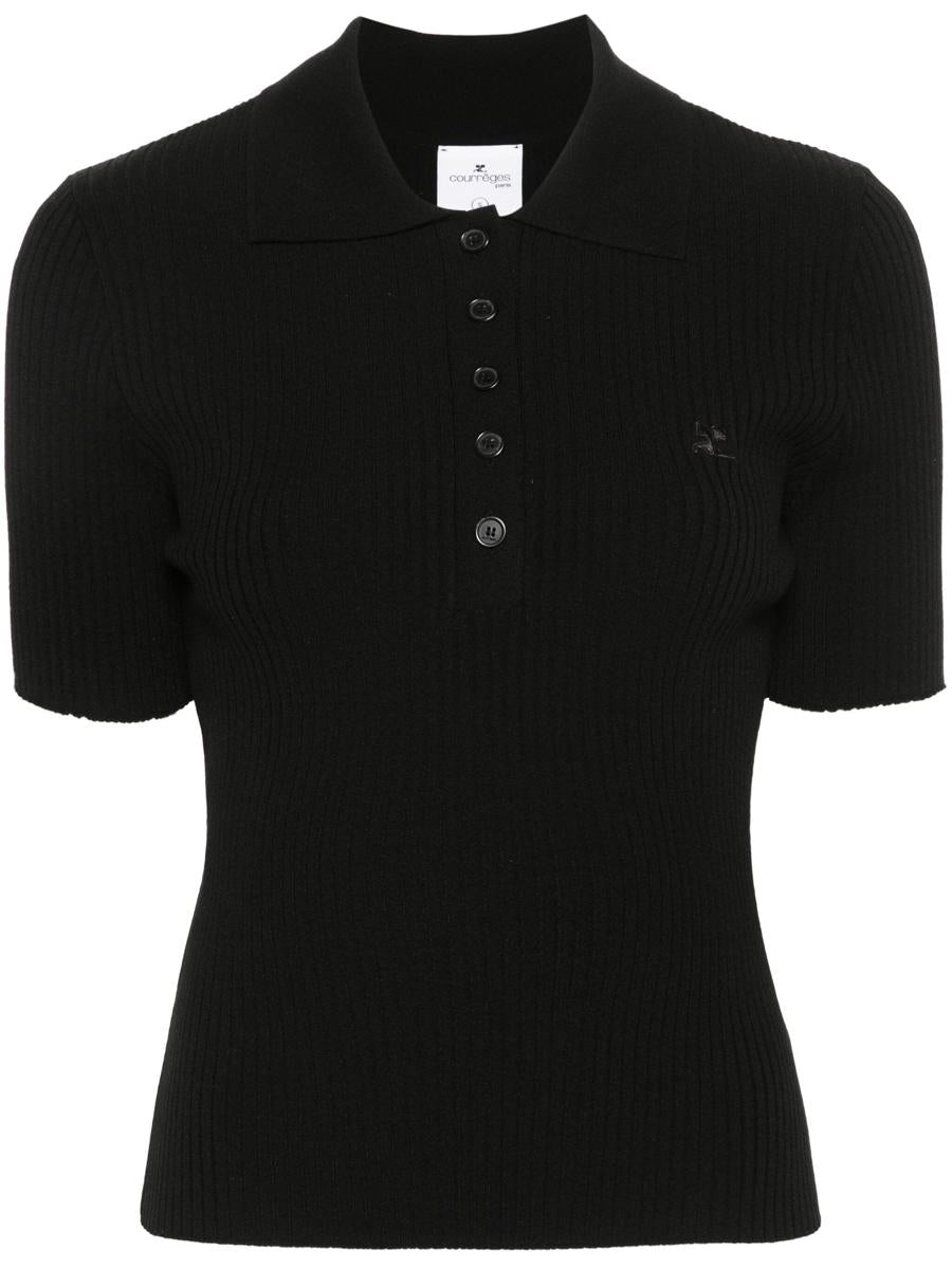 Courrèges Logo-Patch Knitted Polo Top