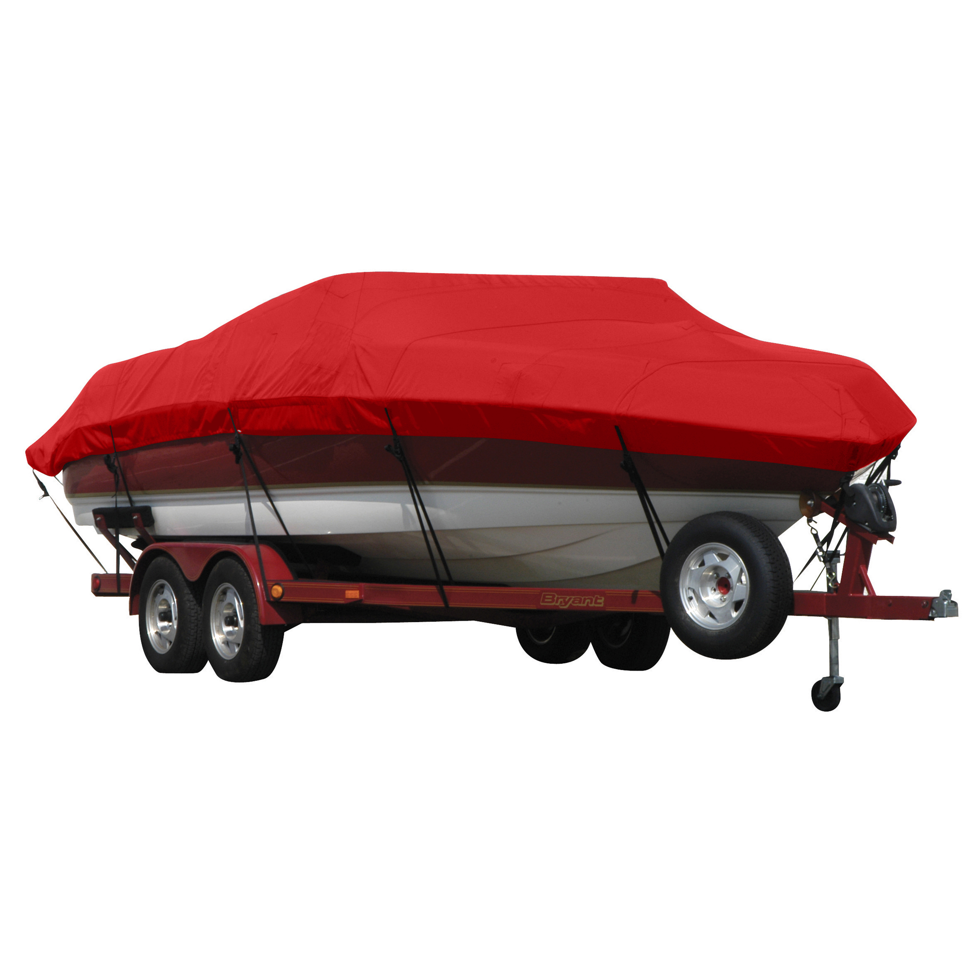 Covermate Exact Fit Sunbrella Boat Cover for Blazer 210 Dc Pro V 210 Dc Pro V w/ Minnkota Port Troll Mtr O/B Jockey Red Acrylic Camping World