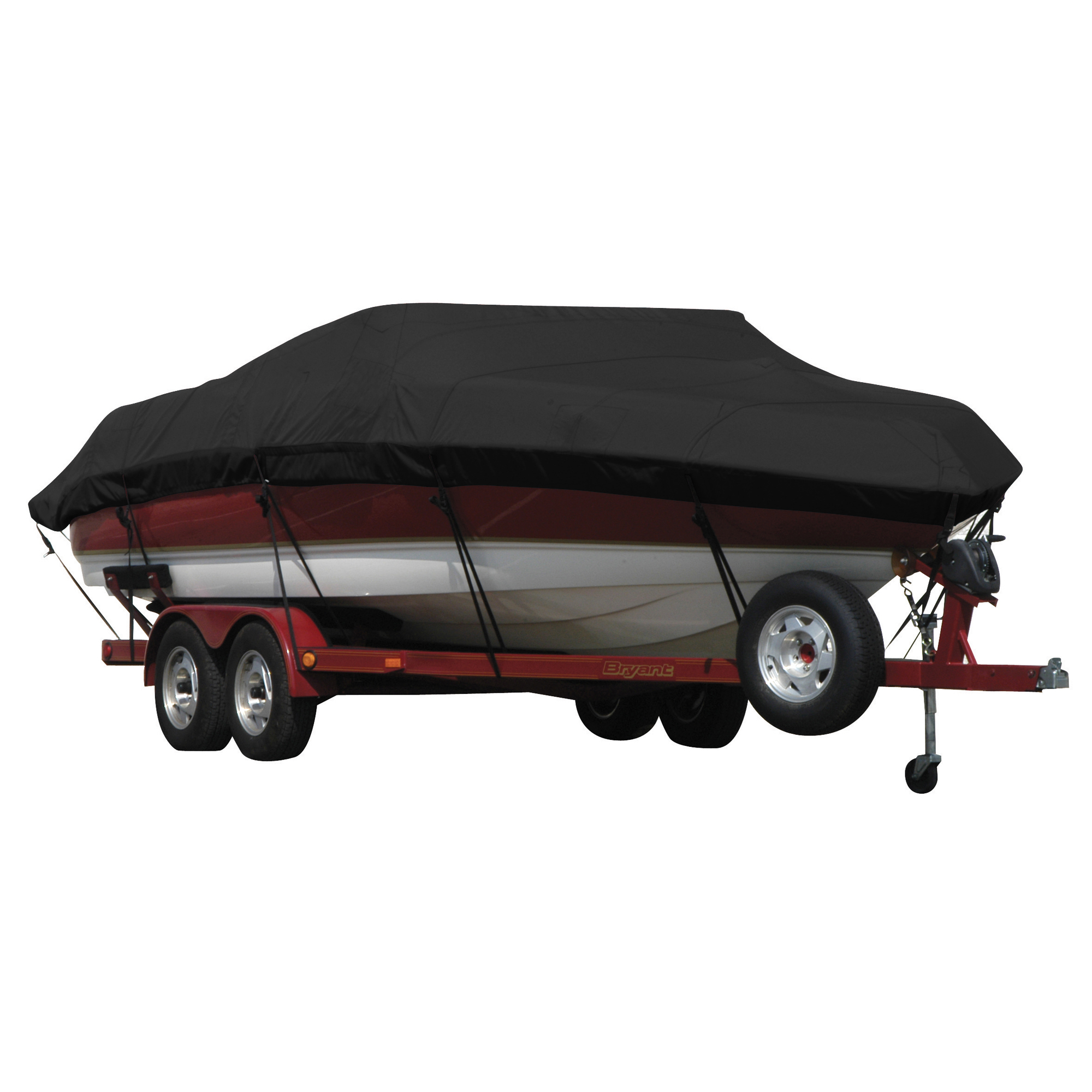 Covermate Exact Fit Sunbrella Boat Cover for Blazer 2170/2200 Bay 2170/2200 Bay w/ Minnkota Port Troll Mtr O/B Black Acrylic Camping World