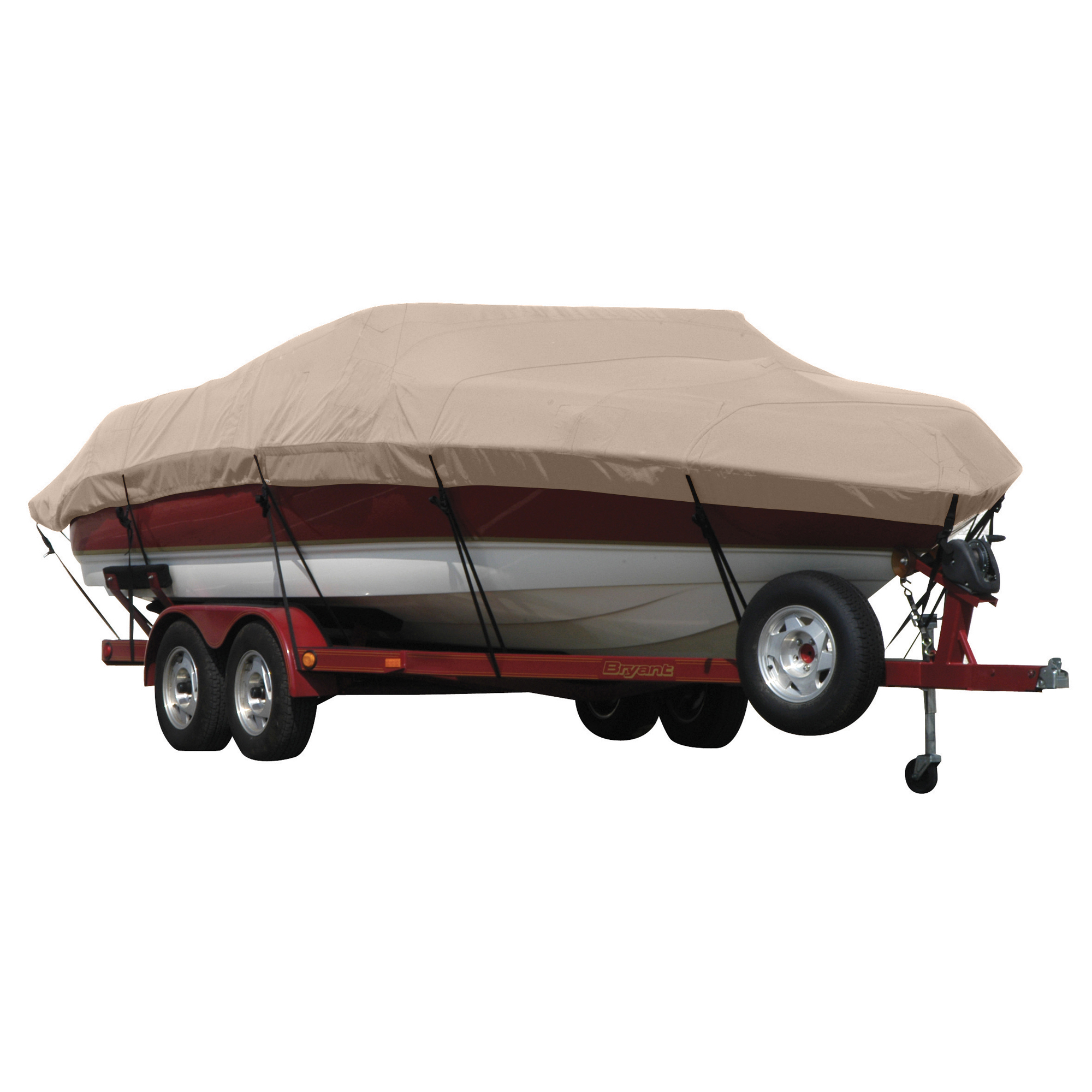 Covermate Exact Fit Sunbrella Boat Cover for Blazer 2420 Bay 2420 Bay w/ Minnkota Port Troll Mtr O/B Linen in Linen Acrylic Camping World