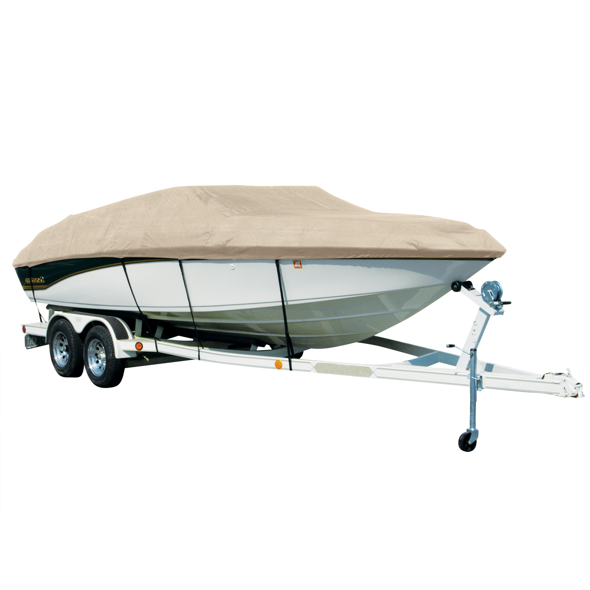 Covermate Sharkskin Plus Exact-Fit Boat Cover for Blazer 210 Dc Pro V 210 Dc Pro V w/ Minnkota Port Troll Mtr O/B Linen Polyester in Linen Camping World