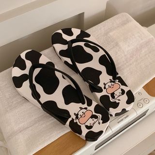 Cow Print Flip-Flops