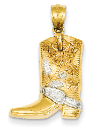 Cowboy Boot Pendant in 14K Gold