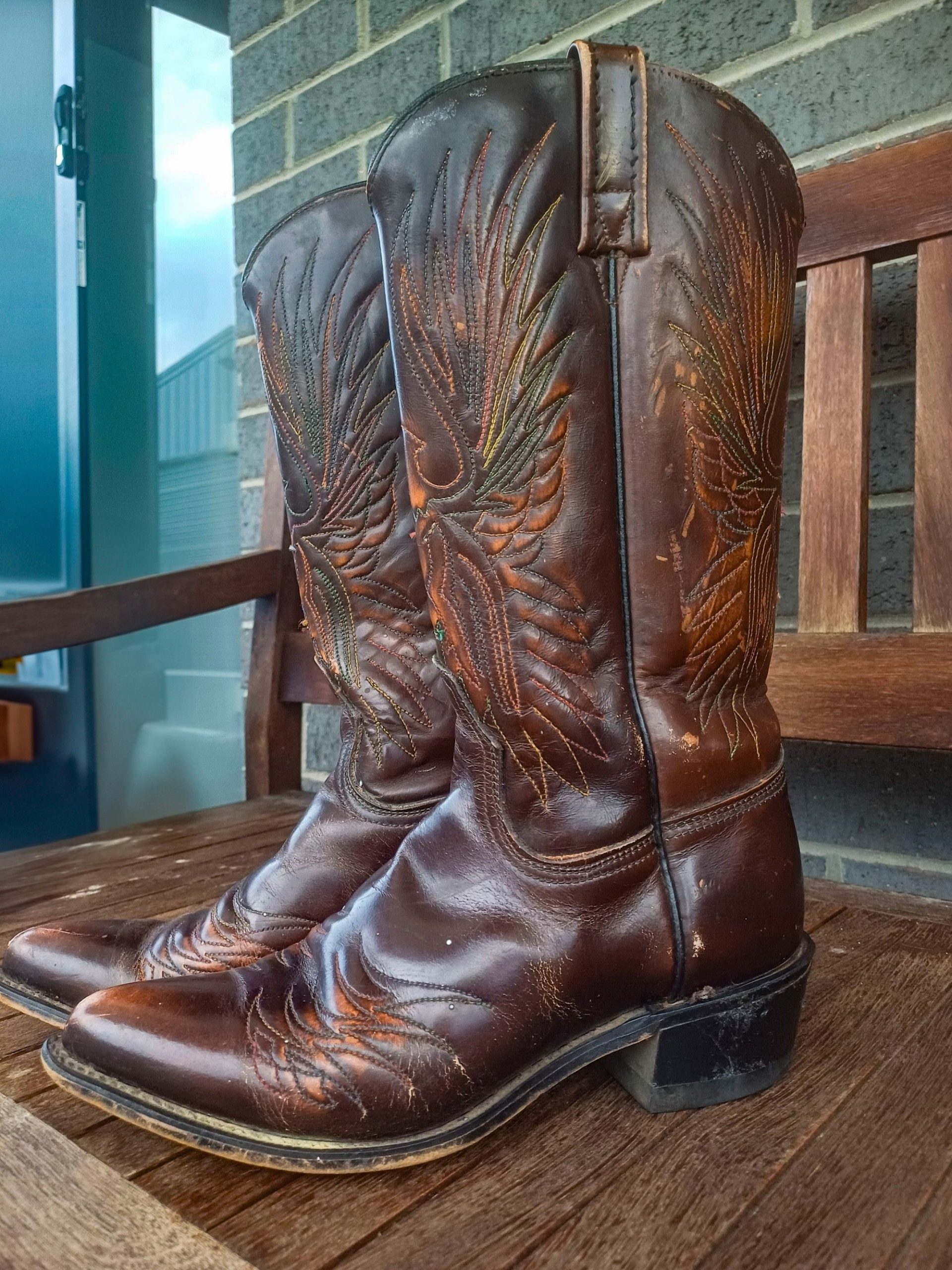 Cowboy Equipment Acme 1970S Thunderbird Rising Phoenix Western Cowboy Boots in Chestnut Brown, Women's (Size 6)