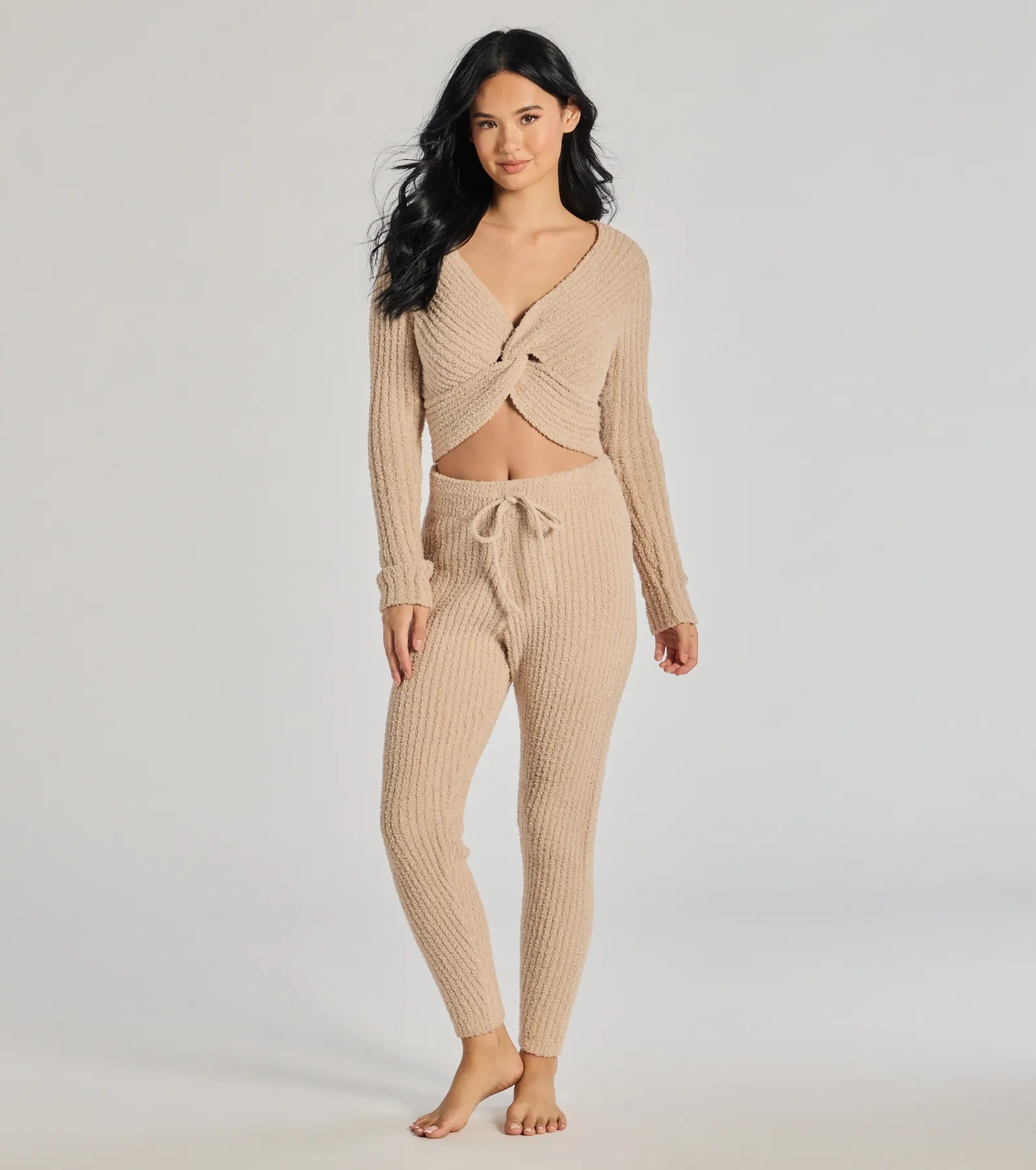 Cozy Life Chenille Knit Tie-Waist Joggers