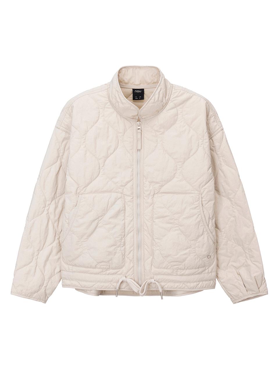 Cozy Lightweight Padded Wave Quilted Jacket [Light beige]