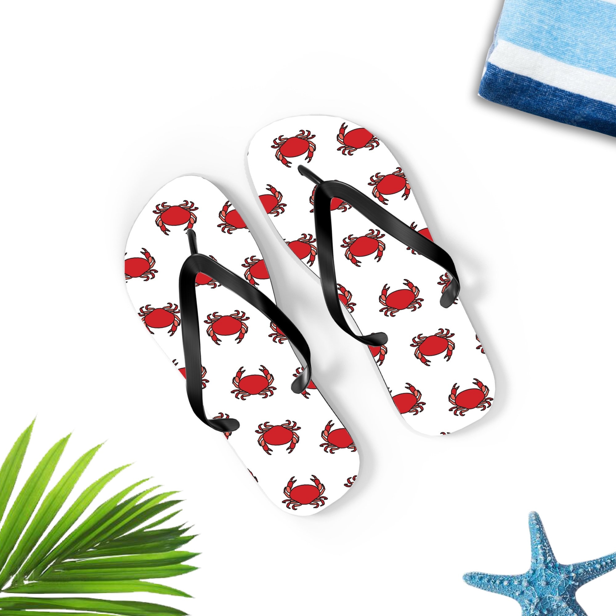 Crab Flip-Flops, Red Flip Flops Sandals, Gift, Icon Thongs, Unisex Gift