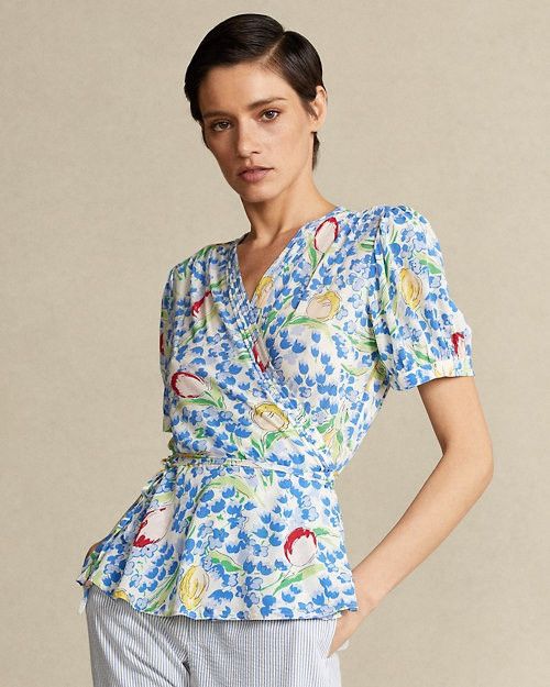 Crazy Shirts x Hawaiian Shirt New Polo Ralph Laurent 2023 Viscose Dress Shirt Blouse Top in Floral, Women's (Size Large)