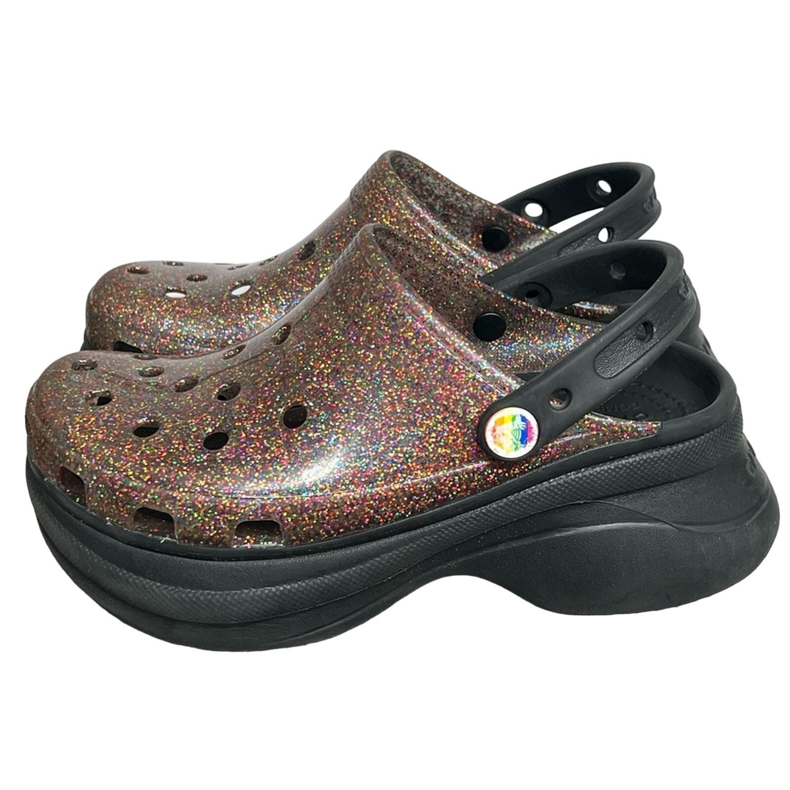 Crocs Bae Pride Translucent Glitter Platform Clog Sold Out Shoes in Black, Women's (Size 5)