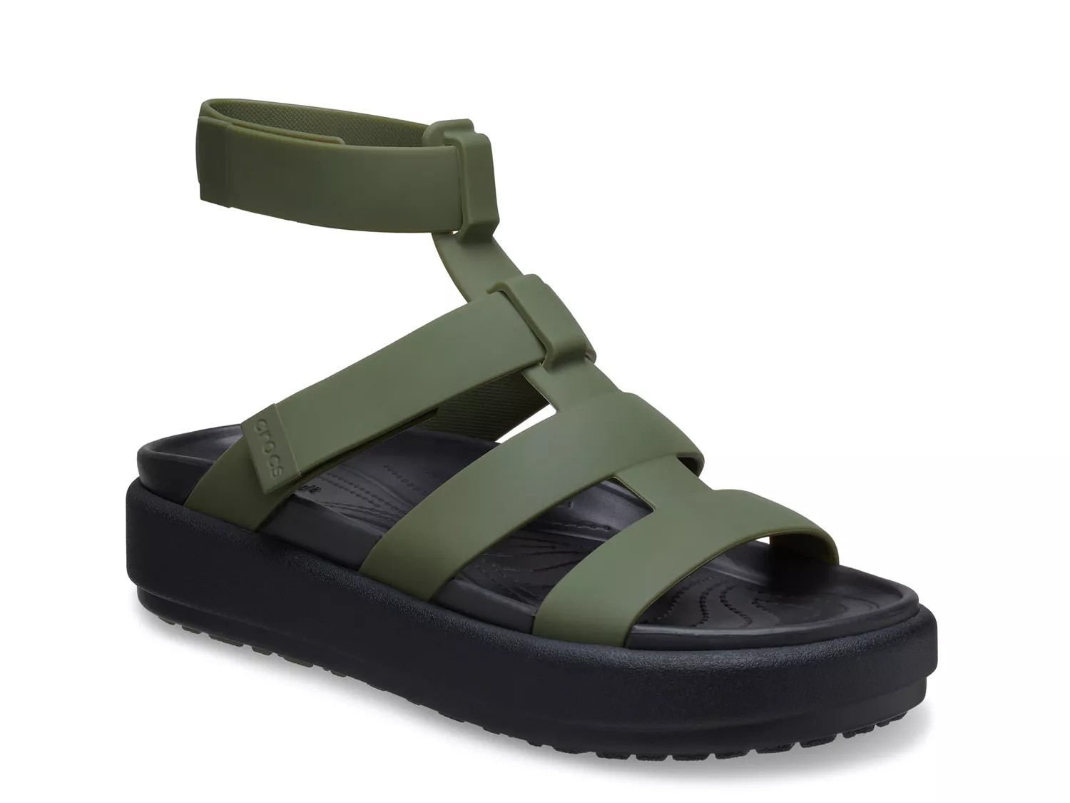 Crocs Brooklyn Luxe Gladiator Sandal | Women's | Army Green/Black | Size 6 | Sandals | Ankle Strap