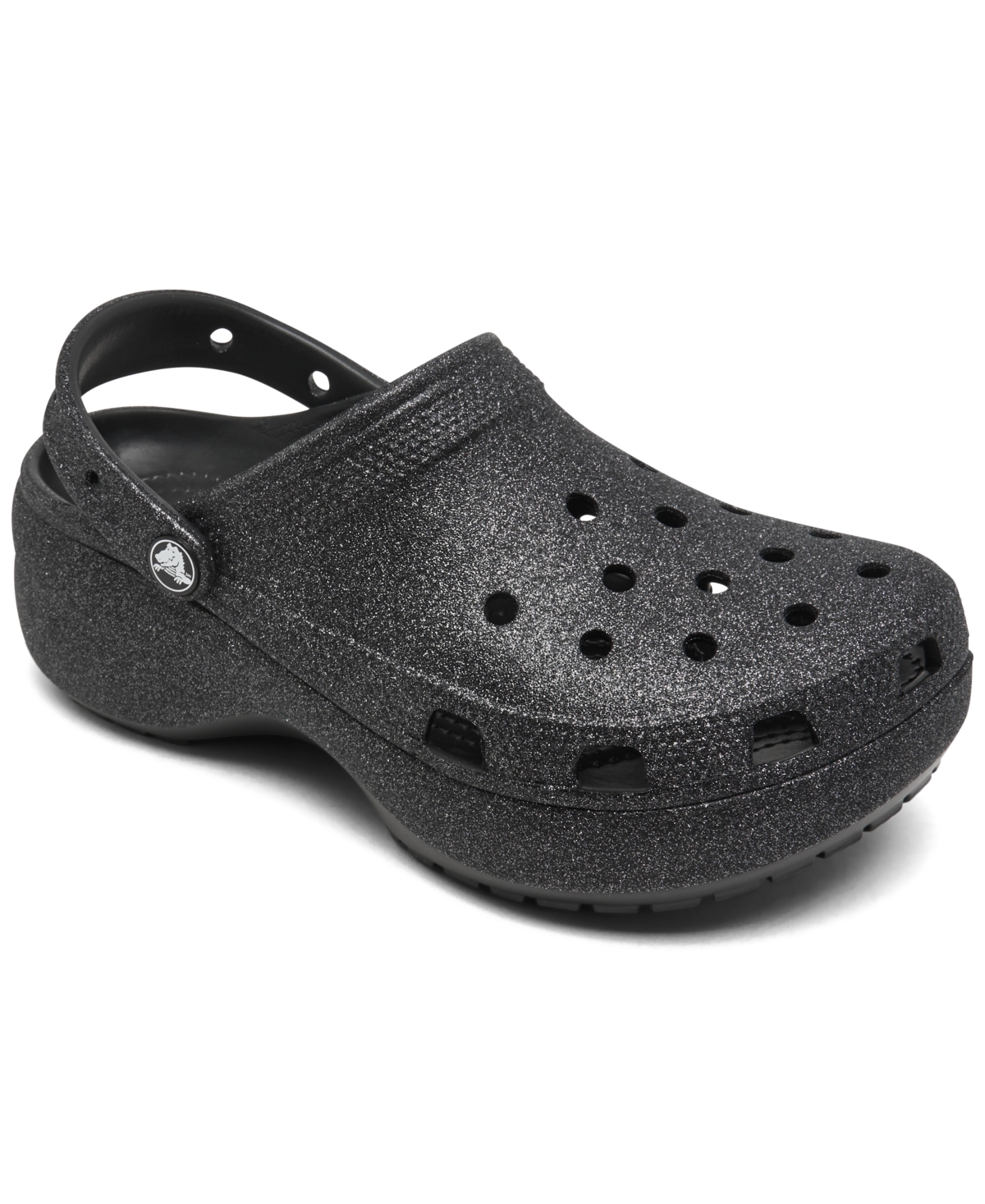 Crocs Women's Classic Platform Glitter Clogs from Finish Line - Black