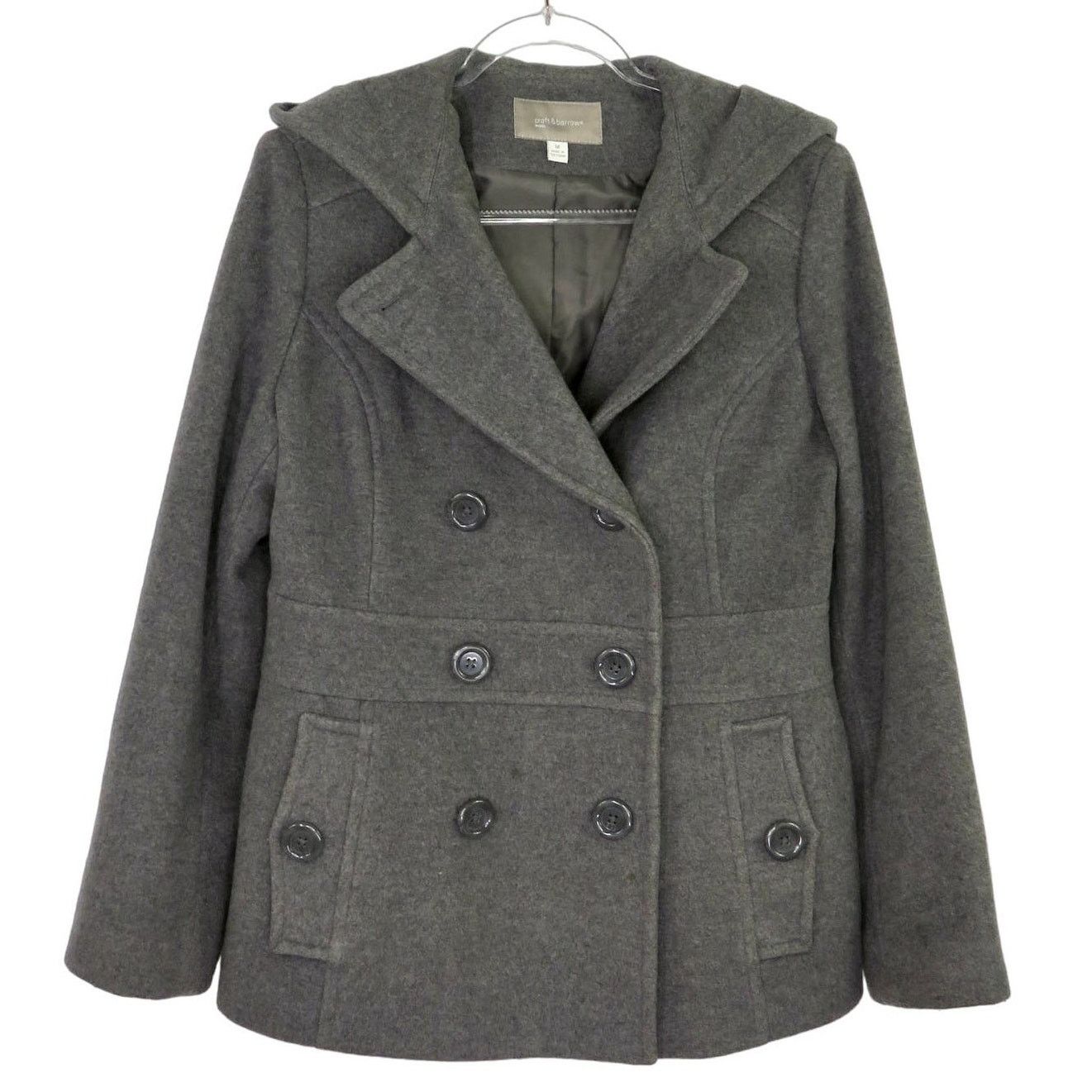 Croft Barrow Croft & Barrow Gray Double-Breasted Wool Pea Coat Medium in Grey, Women's