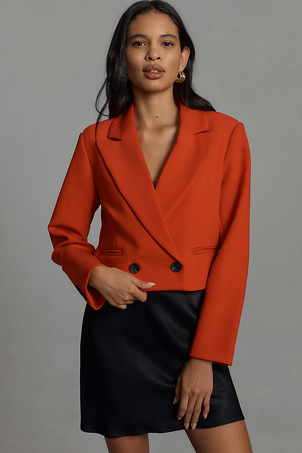 Cropped Boxy Suit Blazer Jacket