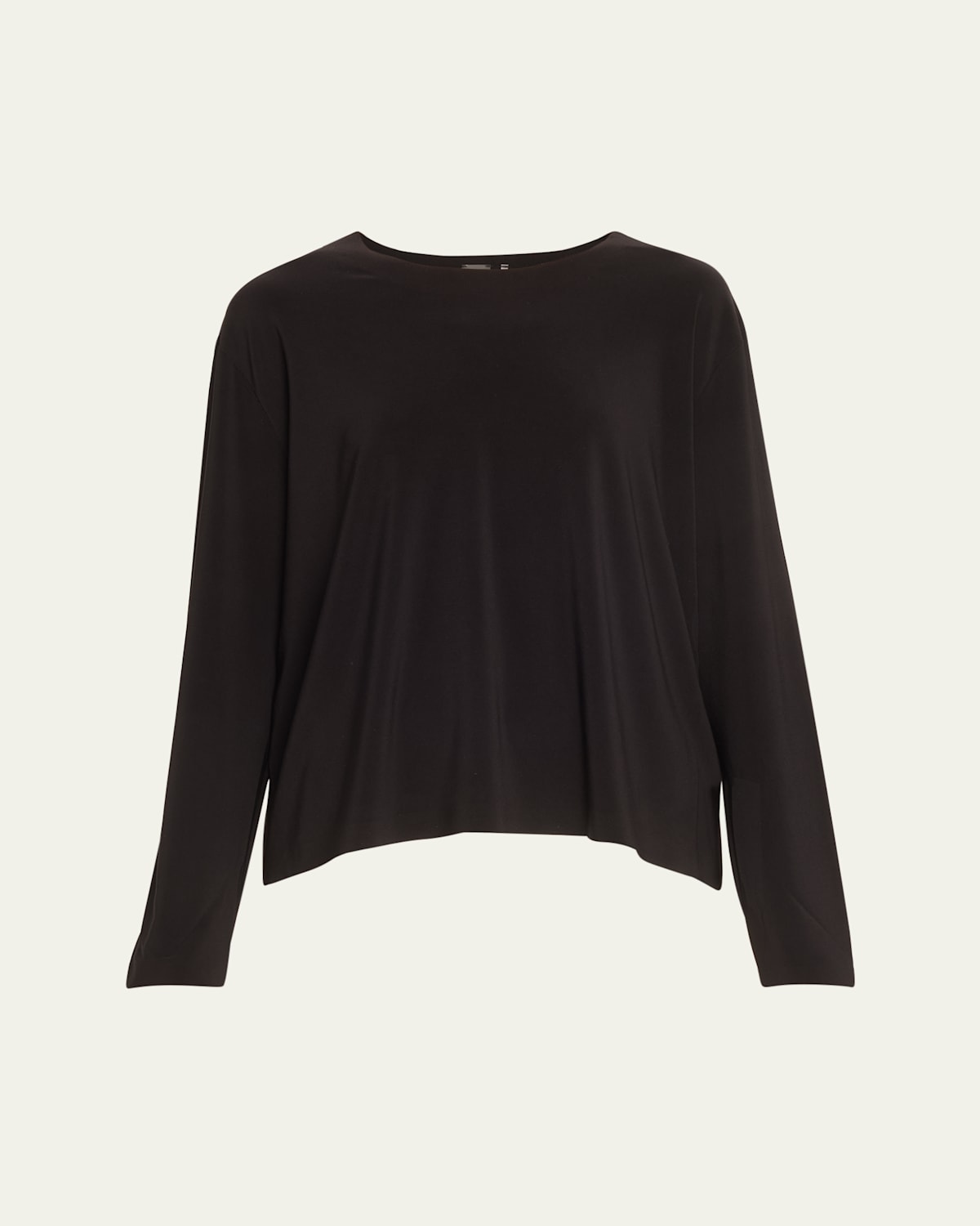 Cropped Boyfriend Long-Sleeve Crewneck Top