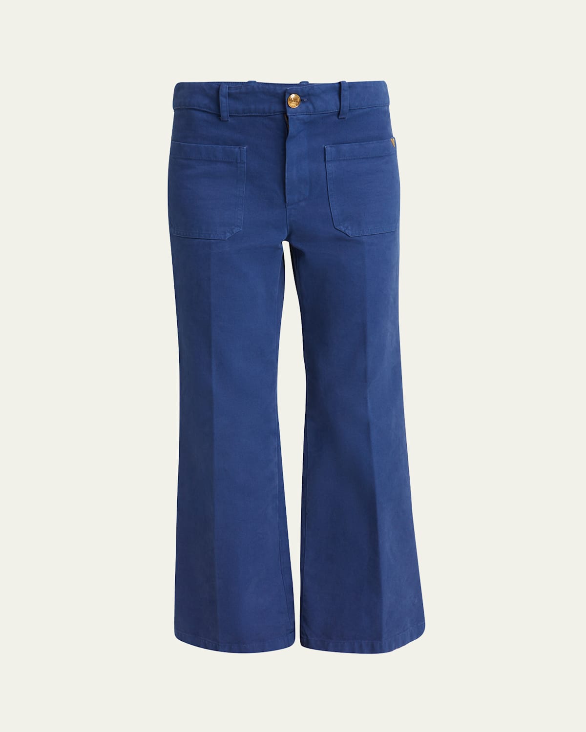 Cropped Canvas Bootcut Trousers