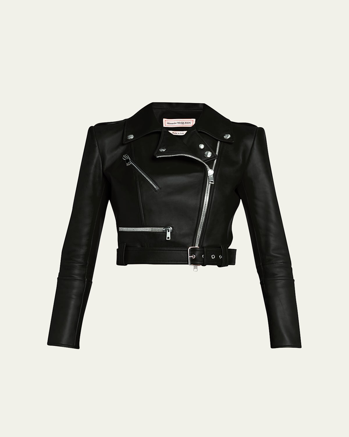 Cropped Leather Biker Jacket