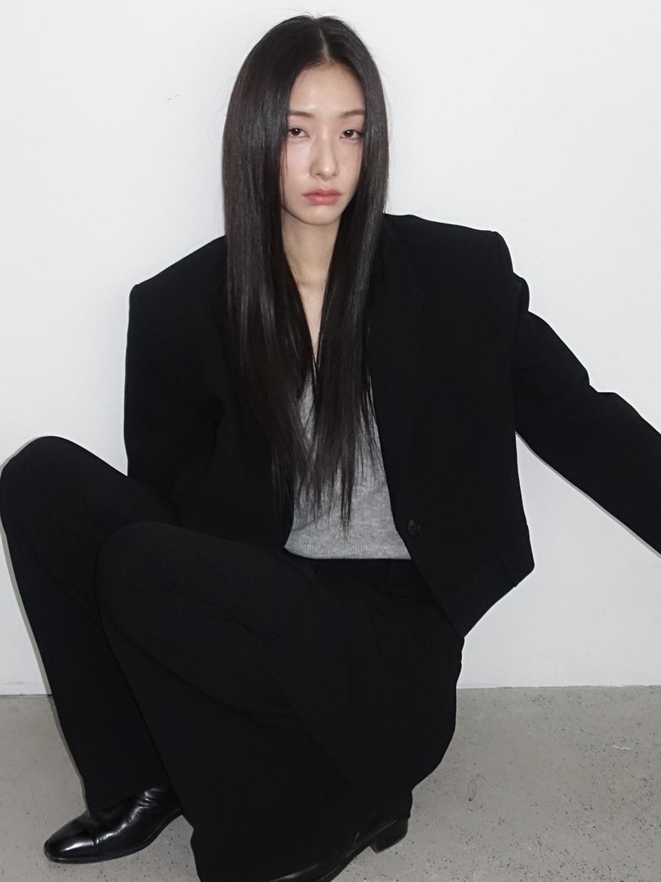 Cropped Oversized Pants Detail Jacket [Black]