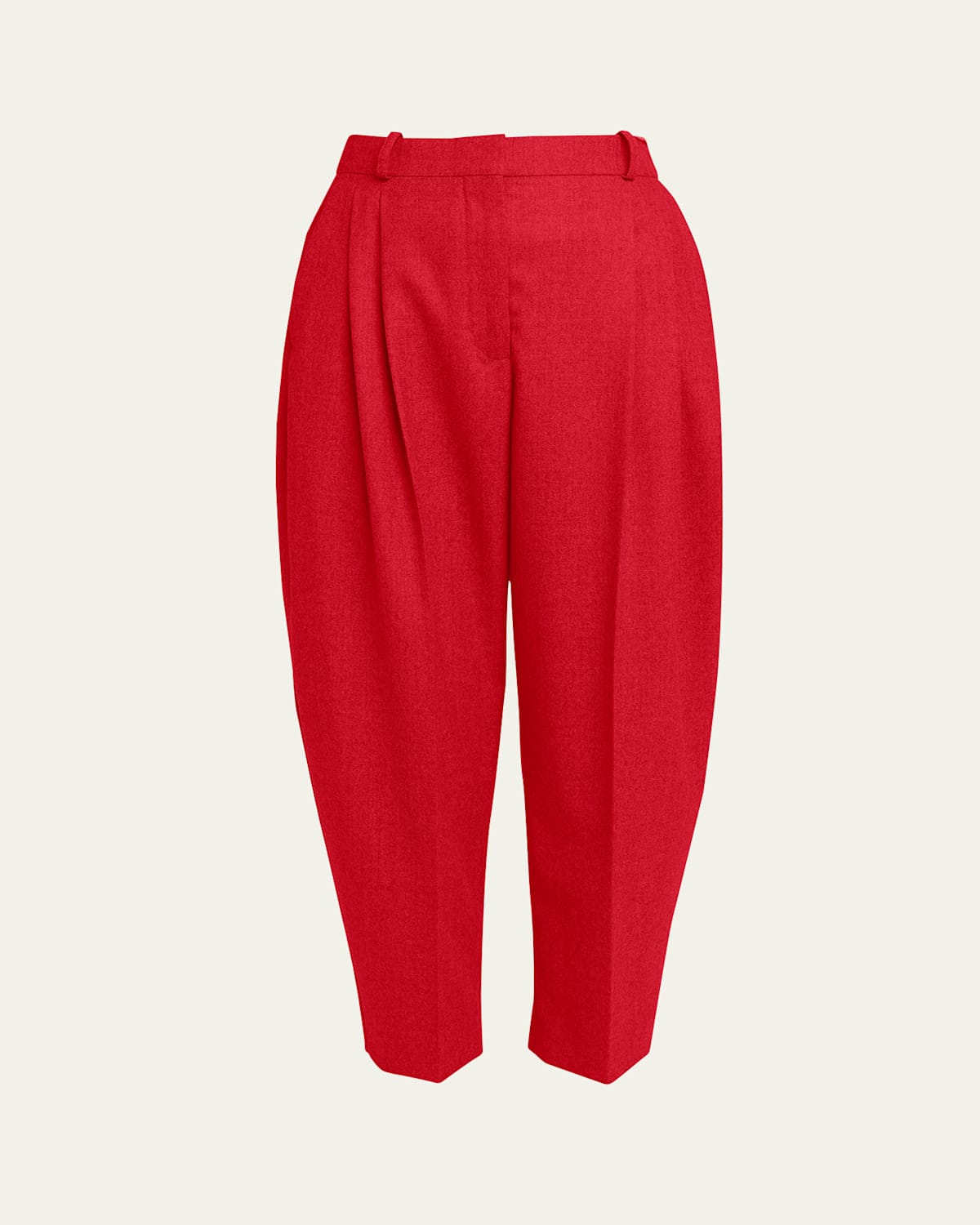 Cropped Pleat Front Carrot Pants, Blue