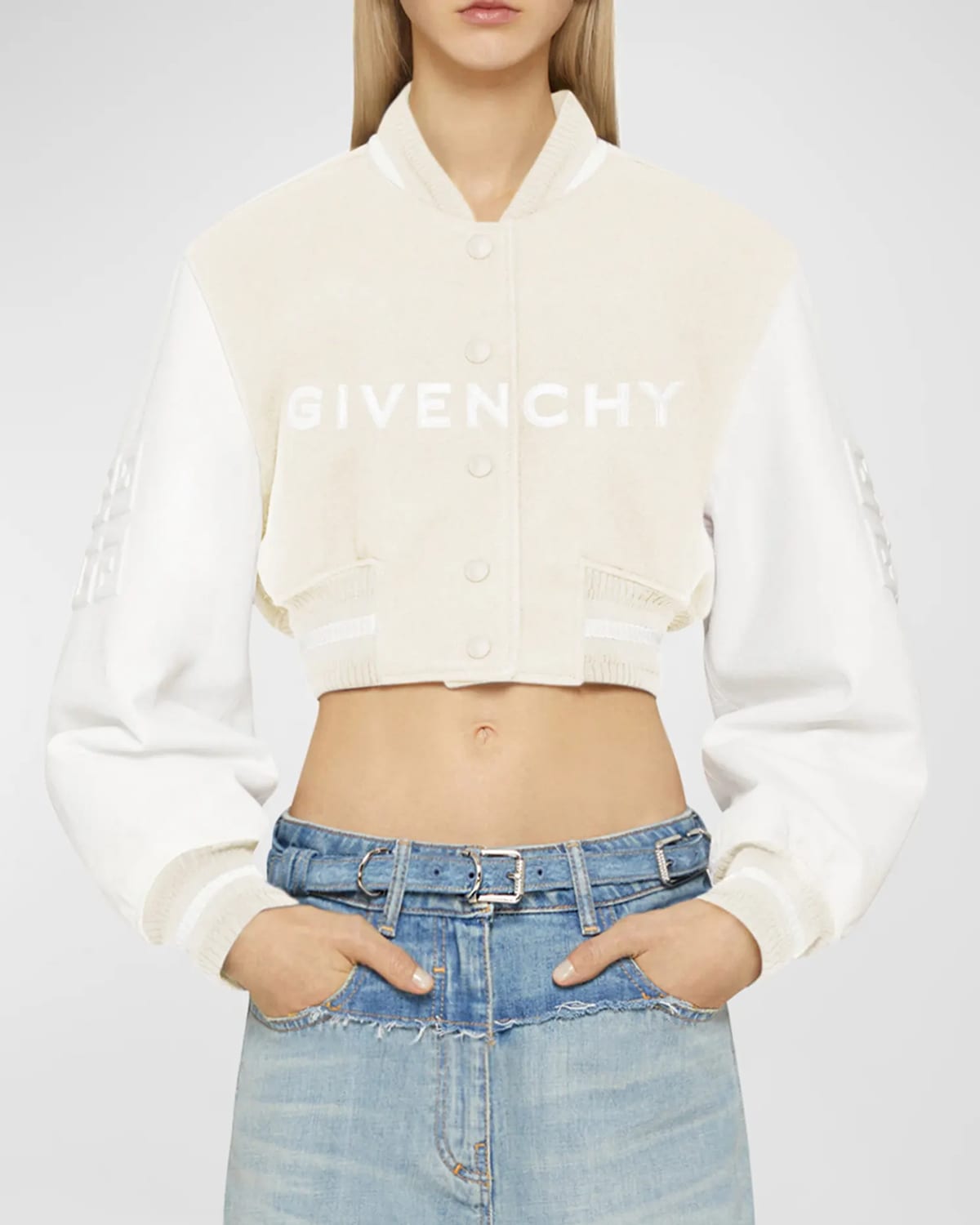 Cropped Varsity Jacket with Logo Detail