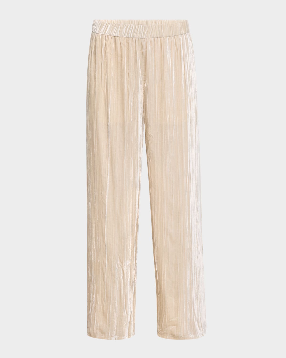 Cropped Wide-Leg Shimmer Velvet Pants