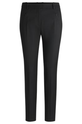 Cropped slim-fit trousers with zipped hems- Black Women's Pants size 4