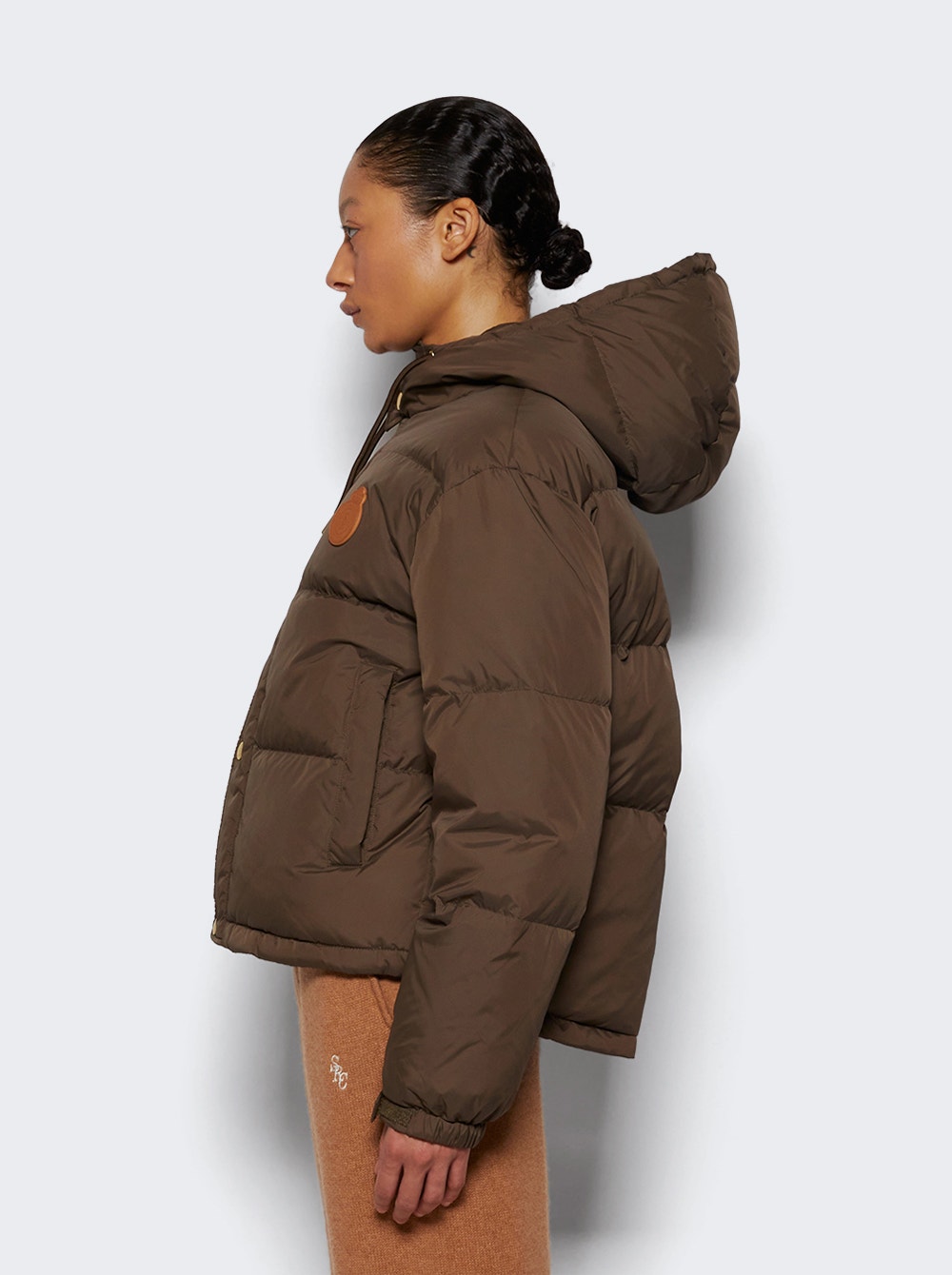 Crown Puffer Jacket Chocolate And Tan