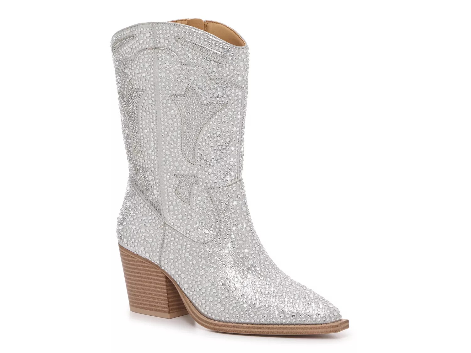 Crown Vintage Starry Cowboy Boot | Women's | Silver Metallic | Size 6 | Boots