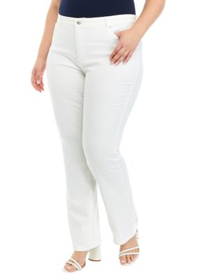 Crown & Ivy Women's Plus Size High Rise Bootcut Pants, White, 14W