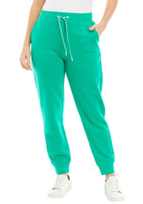 Crown & Ivy Women's Solid Joggers, Green, Small