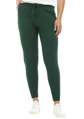 Crown & Ivy Women's Sweater Joggers, Green, XXL