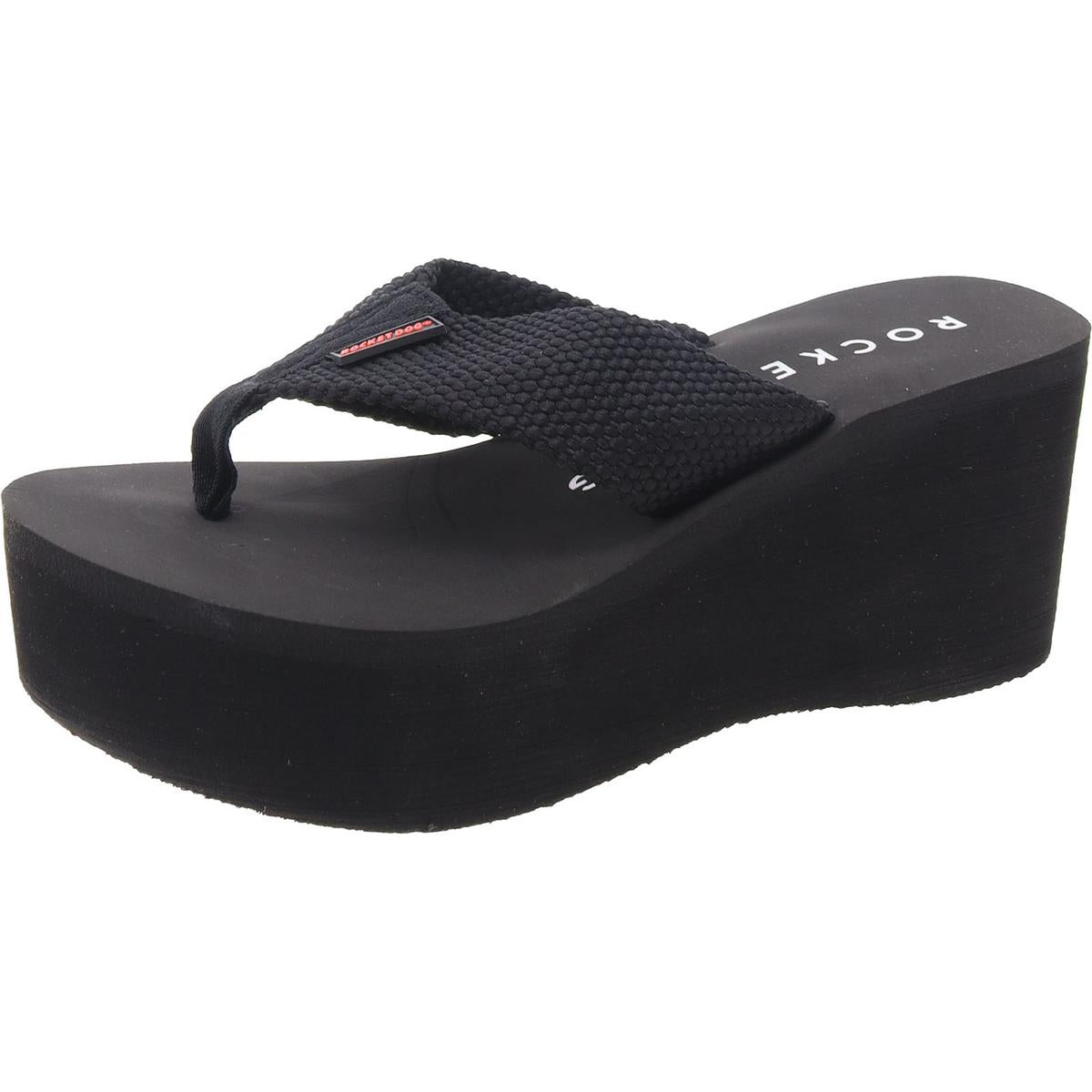 Crush Webbing Womens Textured Platform Flip-Flops