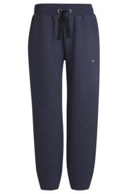 Cuffed tracksuit bottoms in melange cotton- Dark Blue Women's Tracksuits size L