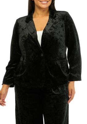 Cupio Women's Long Sleeve Velvet Blazer, 1X