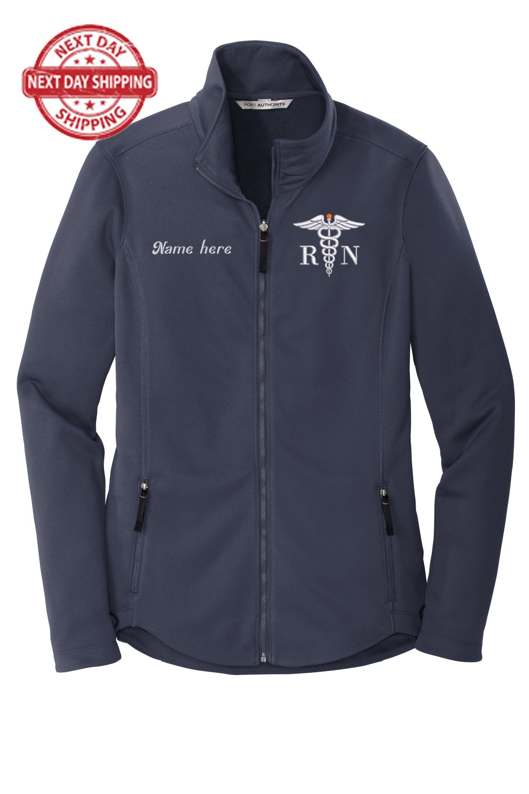 Custom Embroidery Smooth Fleece Jacket For Female Rn. Nurse Jacket. Rn Full Zip Gift. Gift