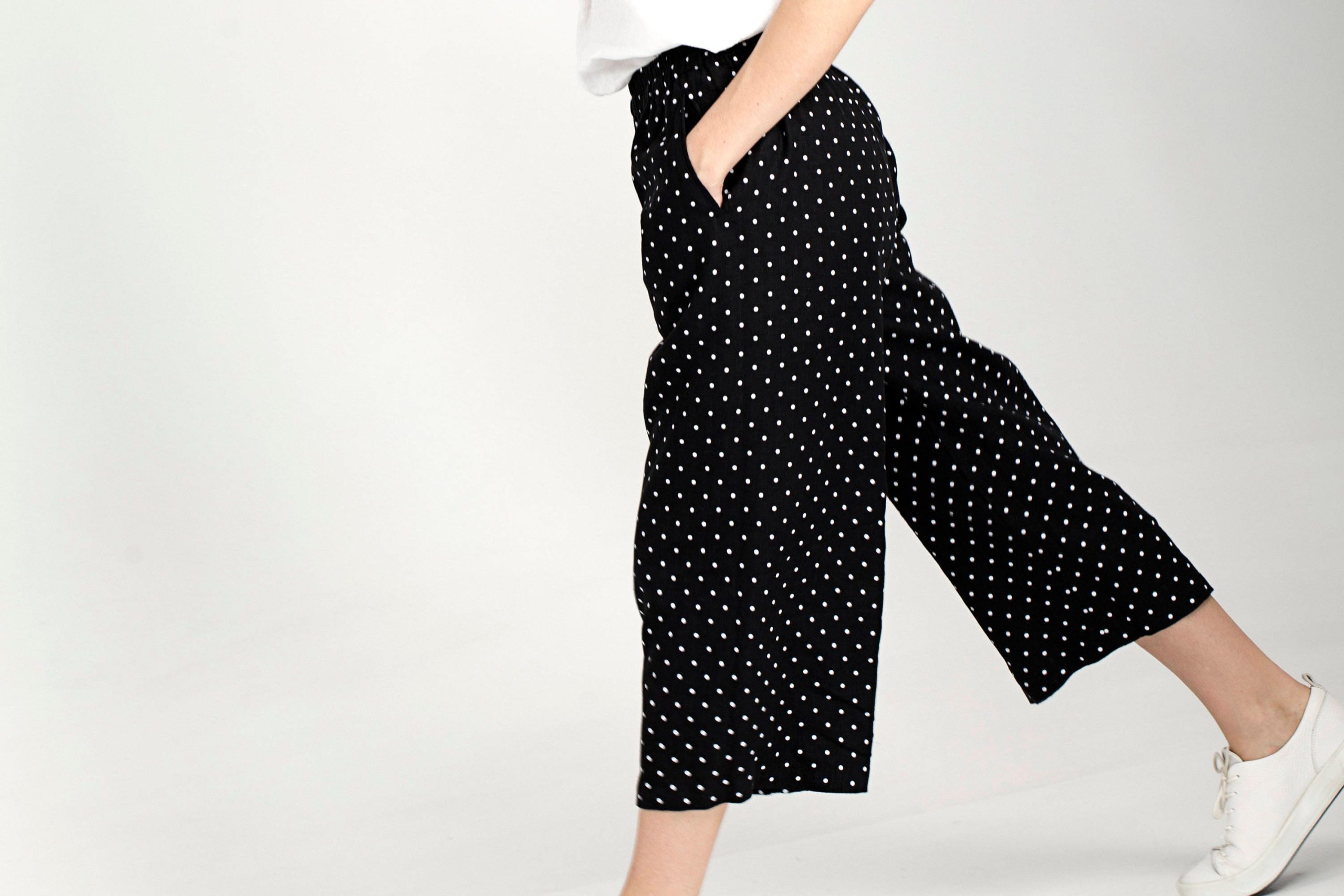 Custom-Made Loose Linen Pants/Black Trousers Casual For Women Wide Leg Cropped