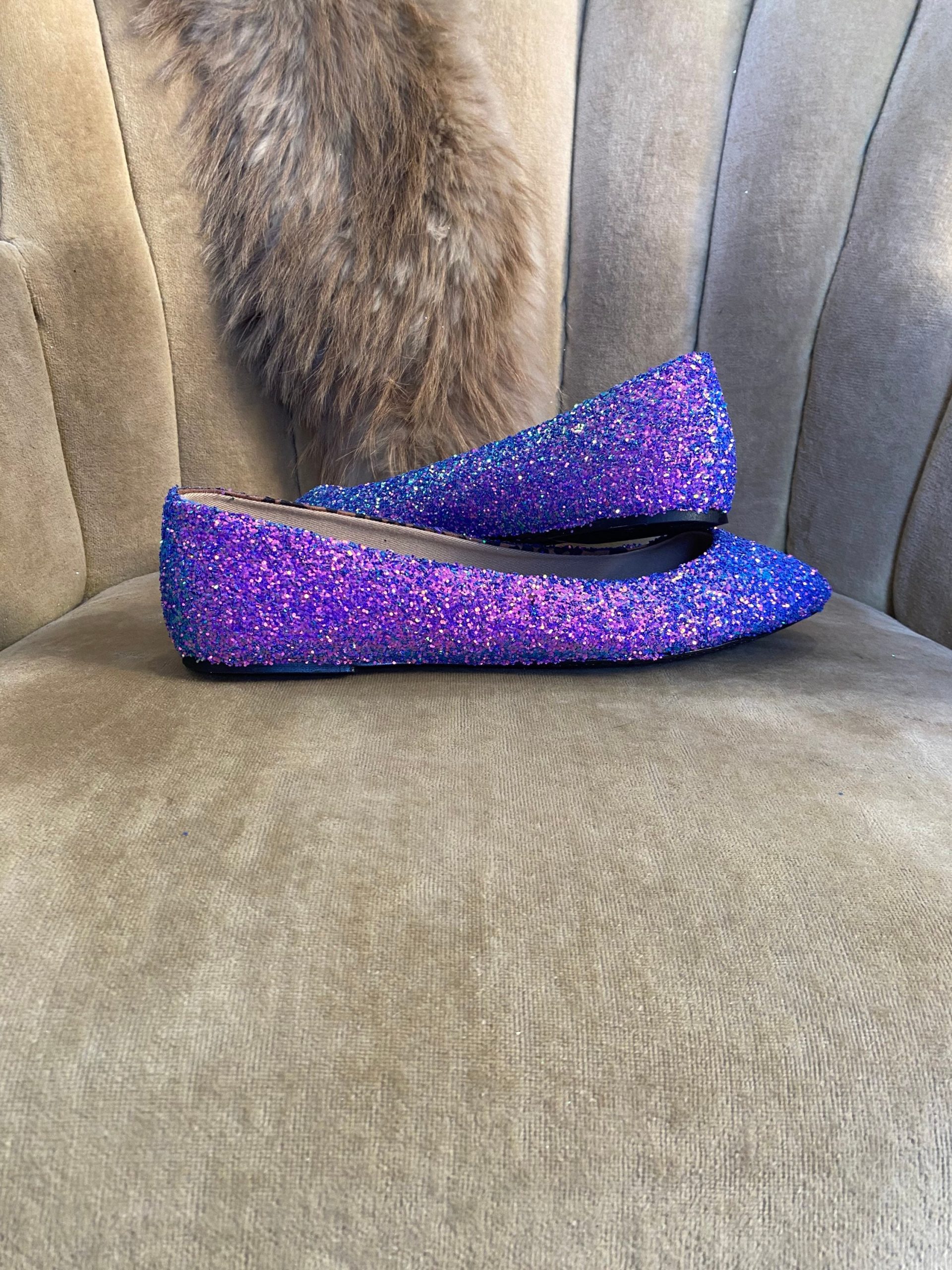 Custom Made To Order. Glitter Ballet Flats. Purple/Pink Color Shifting Glitter