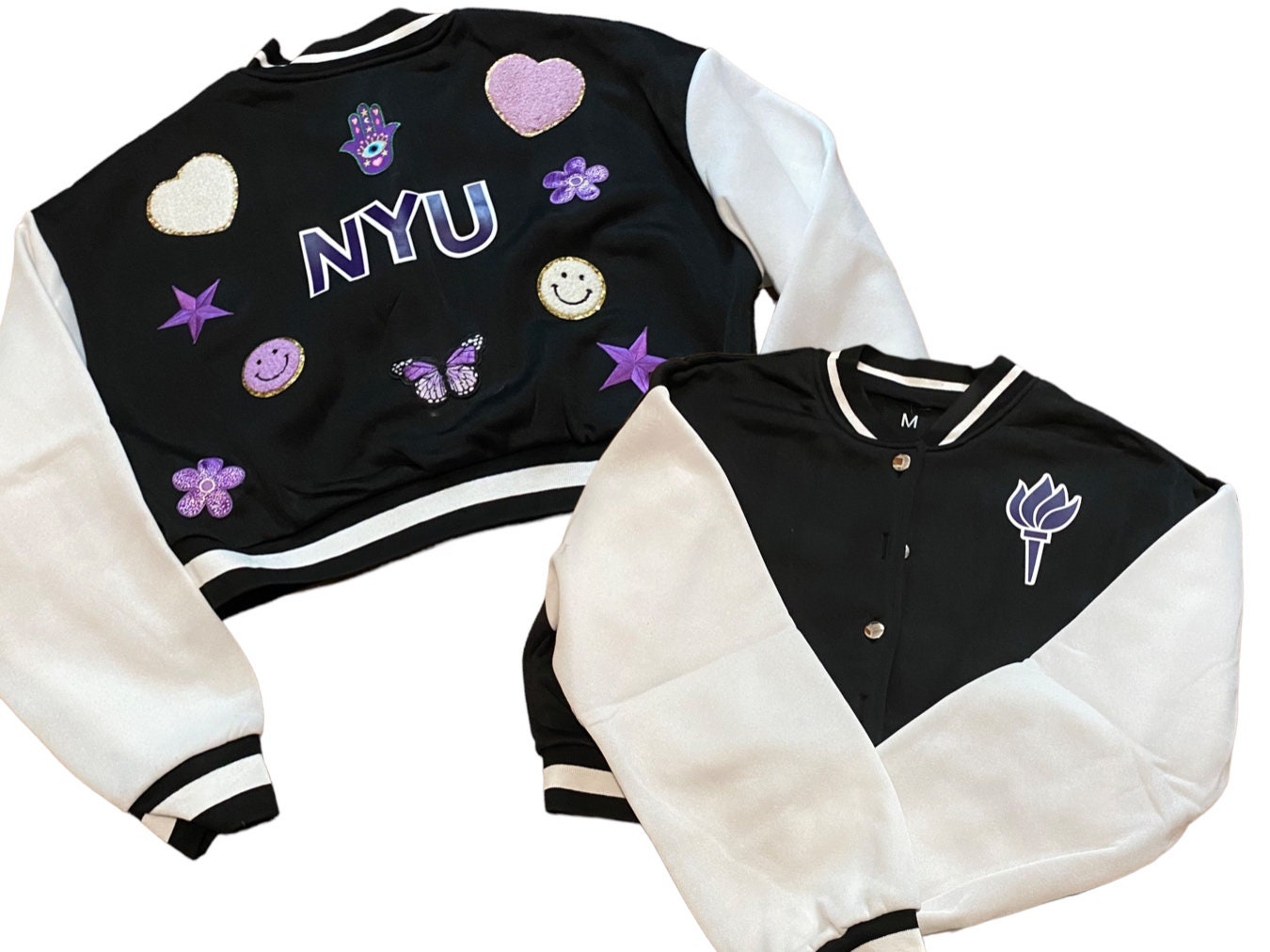 Custom Personalized Varsity Crop Jacket. College Apparel. Tailgate. Game Day. Commitment Gift. Text. Bomber Gift