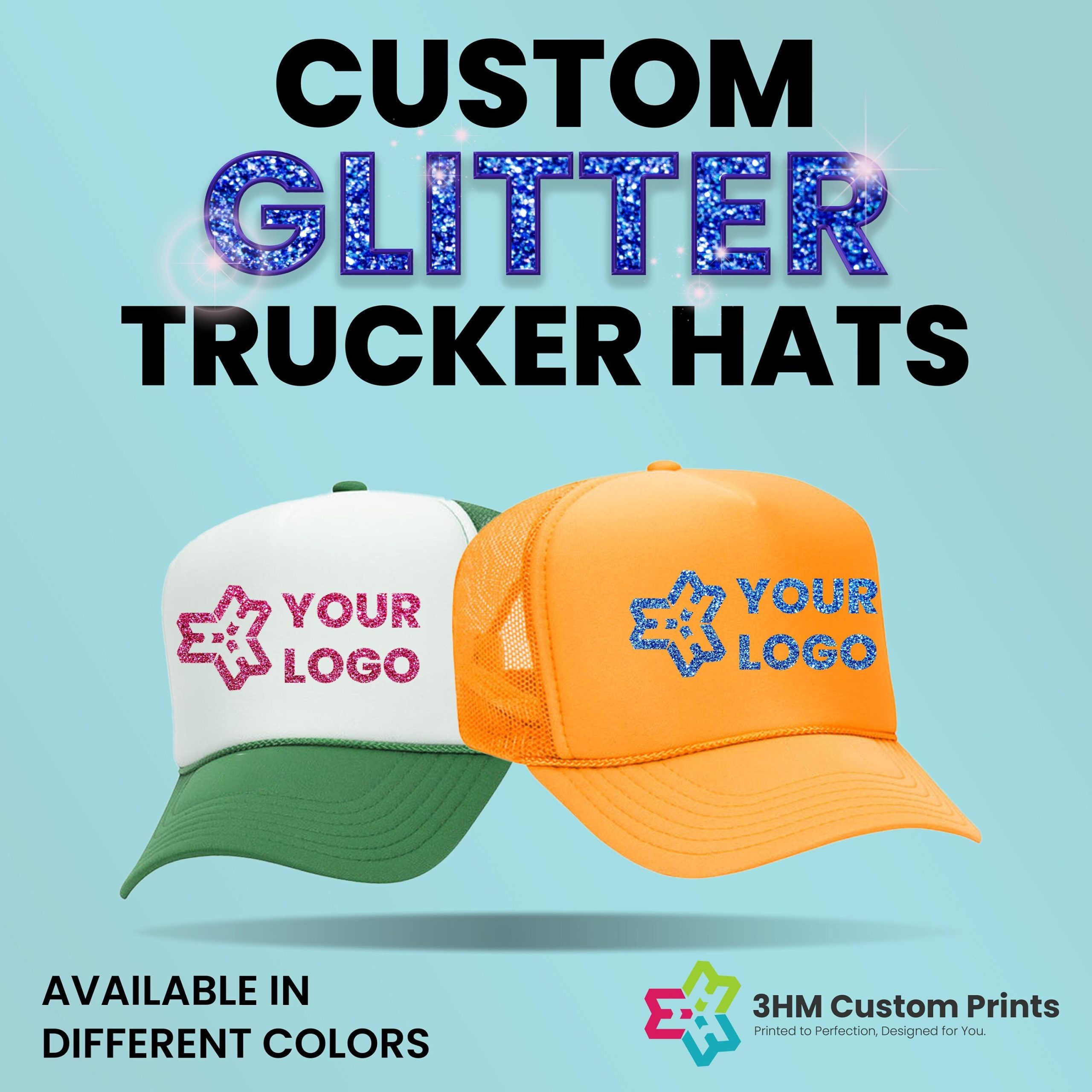 Custom Trucker Hats, Customized Glitter Hat, Personalized Bachelor Party Birthday, Sorority Beach Hat