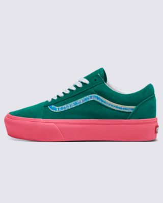 Customs Elevated Ultramarine Green Suede Platform Old Skool Shoe(Customs)