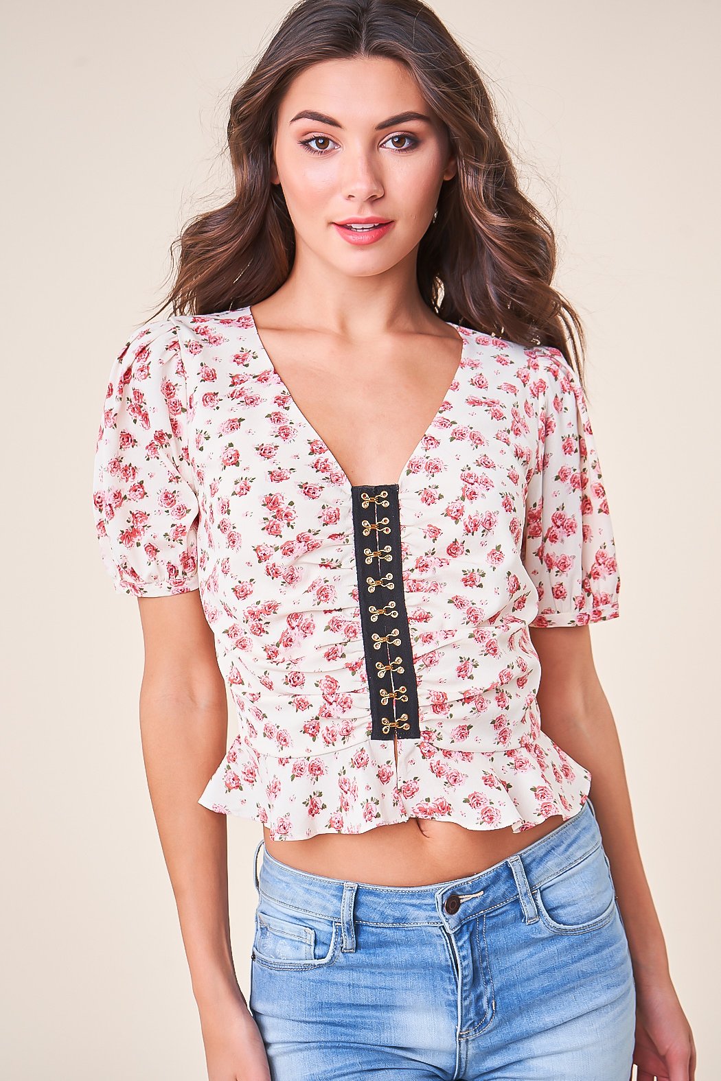 Cute Clique Floral Peplum Top