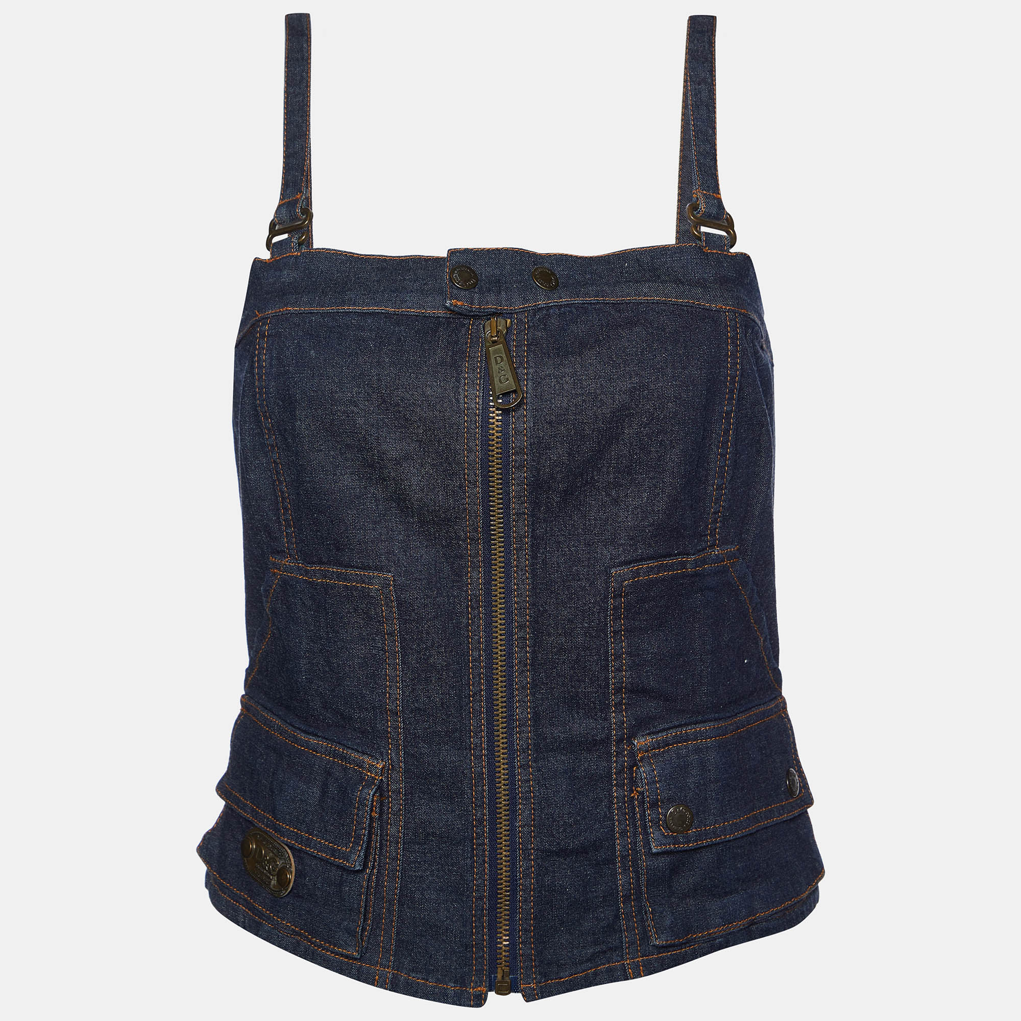 D & G Dark Blue Denim Strappy Corset Top M