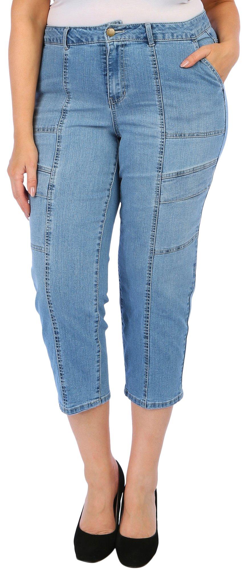 D. Jeans Plus Denim Cargo Straight Leg Ankle Pants