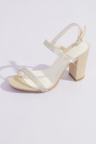 DB Studio Block Heel Two-Tone Glitter Sandals in Gold Size: 7.5 David's Bridal