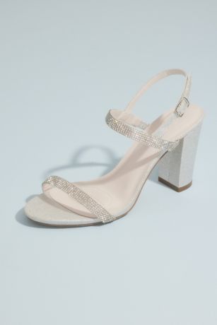 DB Studio Block Heel Two-Tone Glitter Sandals in Silver Size: 11 David's Bridal