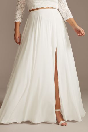 DB Studio Chiffon Wedding Separates Circle Skirt in Soft White Size: 30W David's Bridal