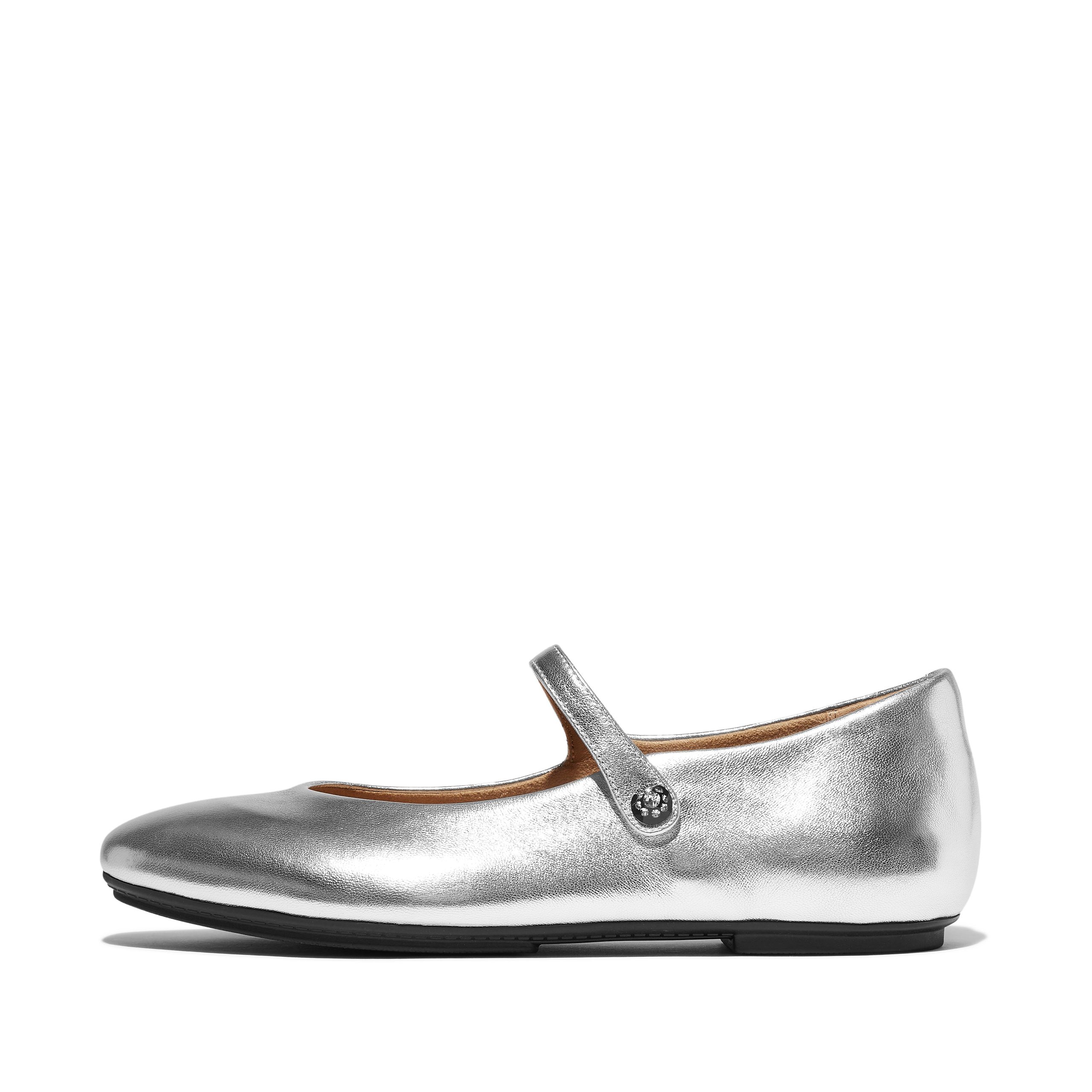 DELICATO Crystal-Cluster Metallic-Leather Mary Janes, Full Price