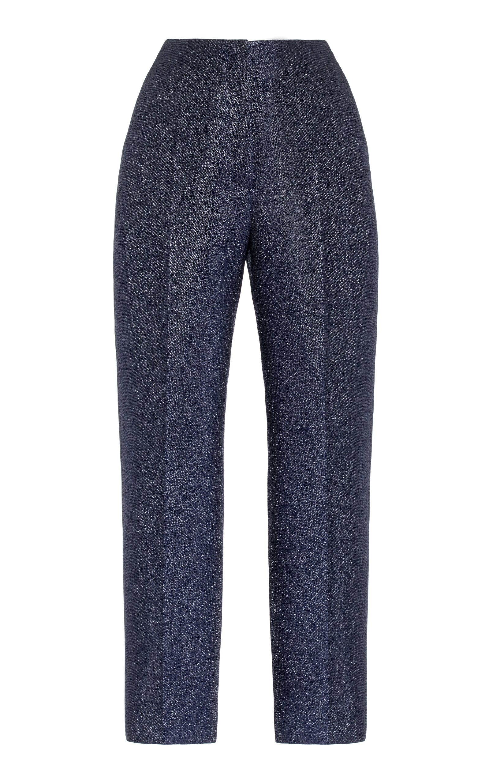 DELPOZO - Glittered Twill Straight-Leg Pants - Navy - FR 36 - Moda Operandi